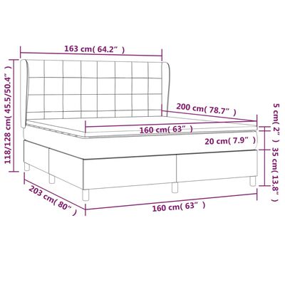 vidaXL Box spring postelja z vzmetnico svetlo siva 160x200 cm žamet