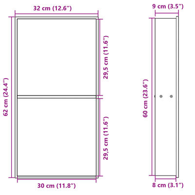 vidaXL Niša za tuš kabino brušeno zlato 32x62x9 cm nerjaveče jeklo