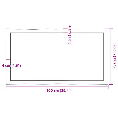 vidaXL Mizna plošča 100x50x(2-6) cm neobdelana hrastovina naraven rob