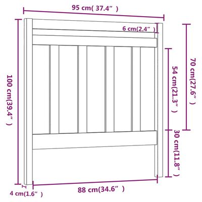 vidaXL Posteljno vzglavje belo 95x4x100 cm trdna borovina