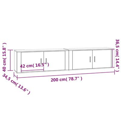 vidaXL Stenska TV omarica 2 kosa bela 100x34,5x40 cm