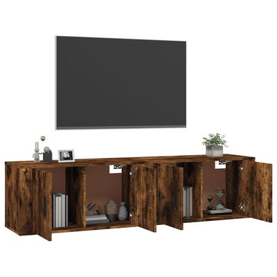 vidaXL Stenska TV omarica 2 kosa dimljen hrast 80x34,5x40 cm