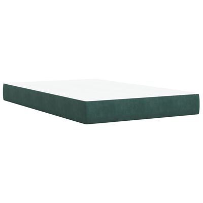 vidaXL Box spring postelja z vzmetnico temno zelen 120x190 cm žamet