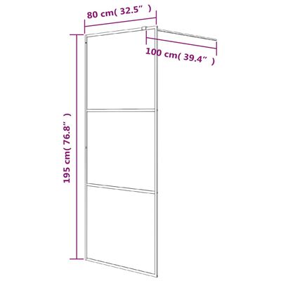 vidaXL Pregrada za tuš črna 80x195 cm delno motno ESG steklo