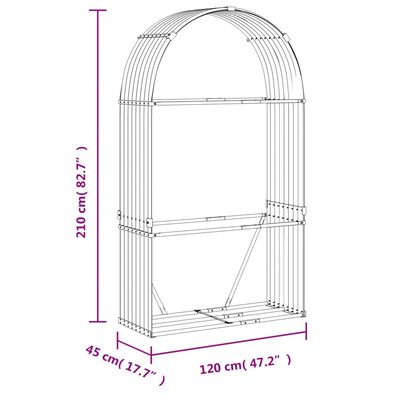 vidaXL Nosilec za polena svetlo rjav 120x45x210 cm pocinkano jeklo