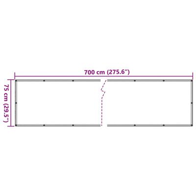 vidaXL Balkonsko platno za zasebnost sivo 700x75 cm PVC