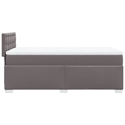 vidaXL Box spring postelja z vzmetnico siva 90x190 cm umetno usnje