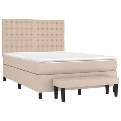 vidaXL Box spring postelja z vzmetnico kapučino 140x190cm umetno usnje