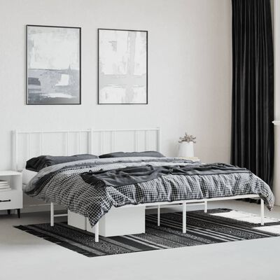vidaXL Kovinski posteljni okvir z vzglavjem bel 180x200 cm