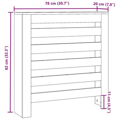 vidaXL Pokrov za radiator sonoma hrast 78x20x82 cm inženirski les