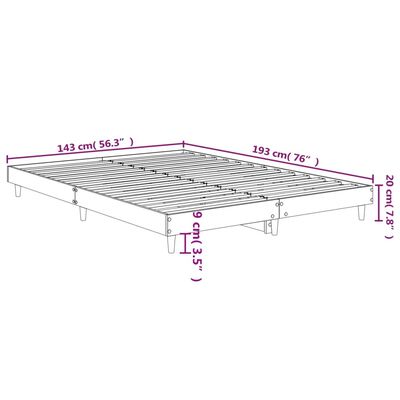 vidaXL Posteljni okvir bel 140x190 cm inženirski les