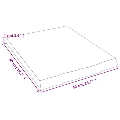 vidaXL Stenska polica 40x50x(2-4) cm neobdelana trdna hrastovina