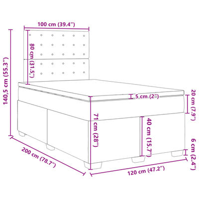 vidaXL Box spring postelja z vzmetnico temno zelena 120x200 cm žamet