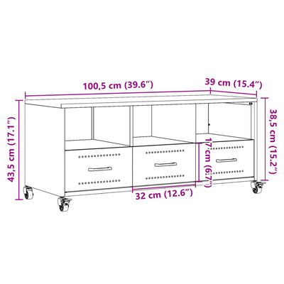 vidaXL TV omarica zelena 100,5x39x43,5 cm hladno valjano jeklo