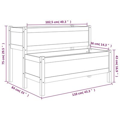 vidaXL Cvetlično korito 110x84x75 cm trdna borovina