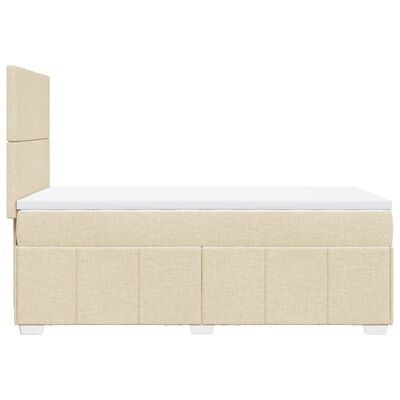 vidaXL Box spring postelja z vzmetnico krem 100x200 cm blago