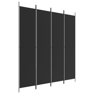 vidaXL Paravan 4-delni 200x220 cm črno blago