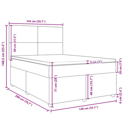 vidaXL Box spring postelja z vzmetnico svetlo siva 140x200 cm blago