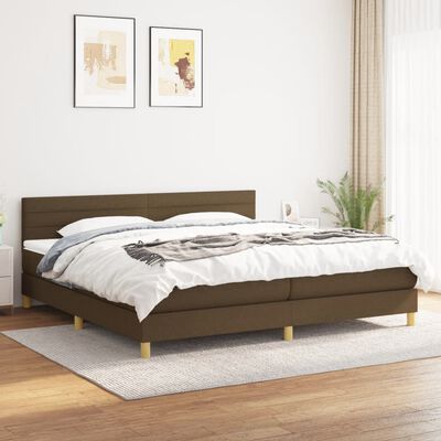 vidaXL Box spring postelja z vzmetnico temno rjav 200x200 cm blago