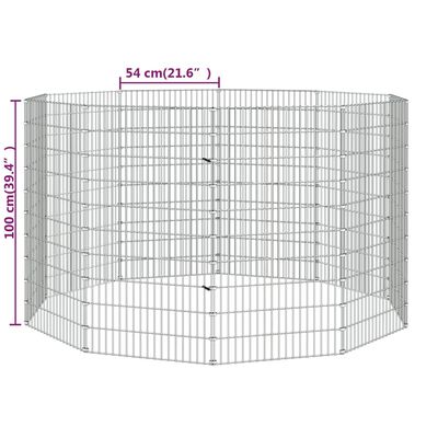 vidaXL Ograda za živali na prostem z 10 paneli 54x100 cm železo