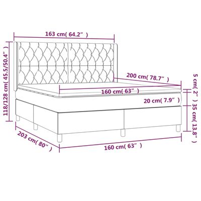 vidaXL Box spring postelja z vzmetnico modra 160x200 cm blago