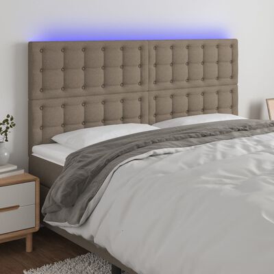 vidaXL LED posteljno vzglavje taupe 160x5x118/128 cm blago