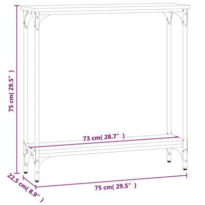 vidaXL Konzolna mizica sonoma hrast 75x22,5x75 cm inženirski les