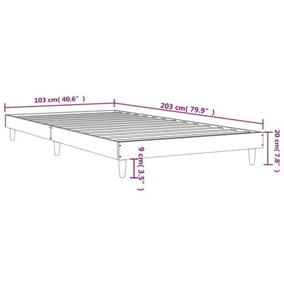 vidaXL Posteljni okvir brez vzmetnice hrast 100x200 cm inženirski les