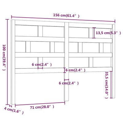 vidaXL Posteljno vzglavje sivo 156x4x100 cm trdna borovina