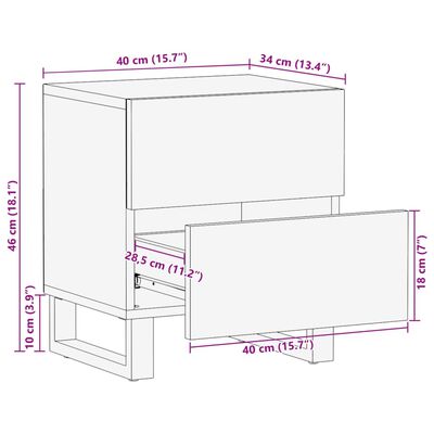 vidaXL Nočna omarica 2 kosa 40x34x46 cm trden predelan les