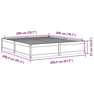 vidaXL Posteljni okvir brez vzmetnice bel 200x200 cm trdna borovina