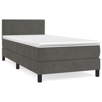 vidaXL Box spring postelja z vzmetnico temno siva 80x200 cm žamet