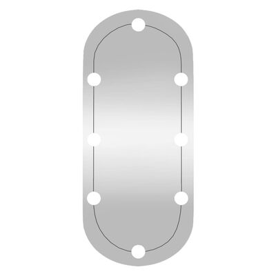 vidaXL Stensko ogledalo z LED lučkami 35x80 cm stekleno ovalno