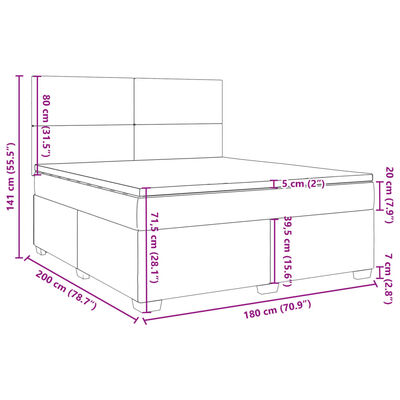 vidaXL Box spring postelja z vzmetnico svetlo siva 180x200 cm žamet