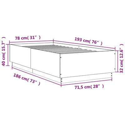 vidaXL Posteljni okvir rjav hrast 75x190 cm inženirski les