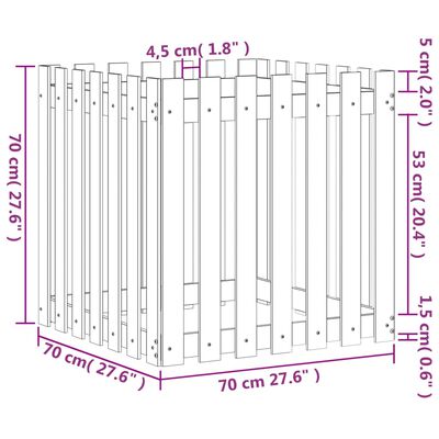 vidaXL Vrtno korito z ograjico 70x70x70 cm trdna borovina