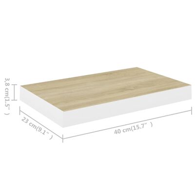 vidaXL Stenske police 4 kosi barva hrasta in bela 40x23x3,8 cm MDF