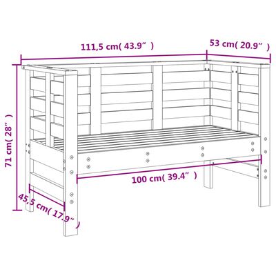 vidaXL Vrtna klop črna 111,5x53x71 cm trdna borovina