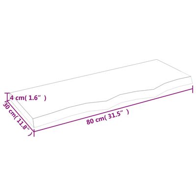 vidaXL Stenska polica temno rjava 80x30x(2-4) cm trdna hrastovina