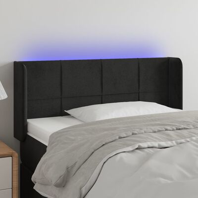 vidaXL LED posteljno vzglavje črno 93x16x78/88 cm žamet