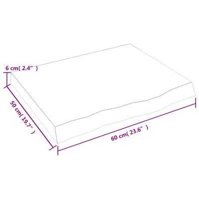 vidaXL Mizna plošča temno rjav 60x50x(2-6)cm obdelana trdna hrastovina