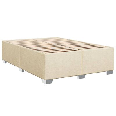 vidaXL Box spring postelja z vzmetnico krem 160x200 cm blago