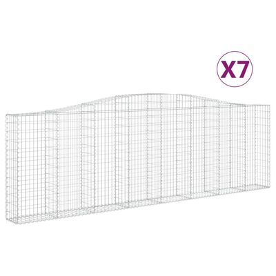 vidaXL Obokane gabion košare 7 kosov 400x30x120/140cm pocinkano železo