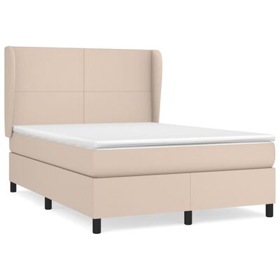 vidaXL Box spring postelja z vzmetnico kapučino 140x200cm umetno usnje