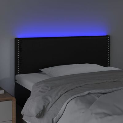 vidaXL LED posteljno vzglavje črno 100x5x78/88 cm umetno usnje