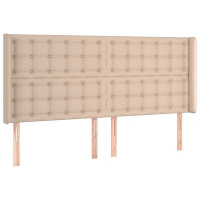 vidaXL Box spring postelja z vzmetnico LED kapučino 160x200 cm