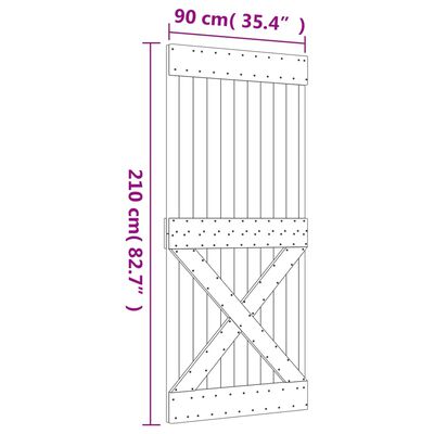 vidaXL Drsna vrata s kompletom vodil 90x210 cm trdna borovina