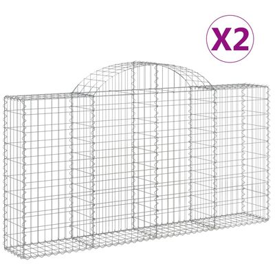 vidaXL Obokane gabion košare 2 kosa 200x30x100/120 cm pocinkano železo