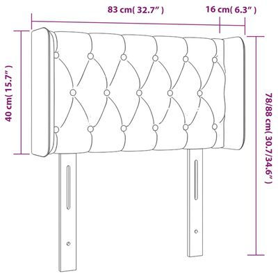 vidaXL Vzglavje z ušesi temno sivo 83x16x78/88 cm žamet