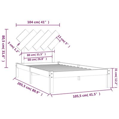 vidaXL Posteljni okvir bel 100x200 cm trden les